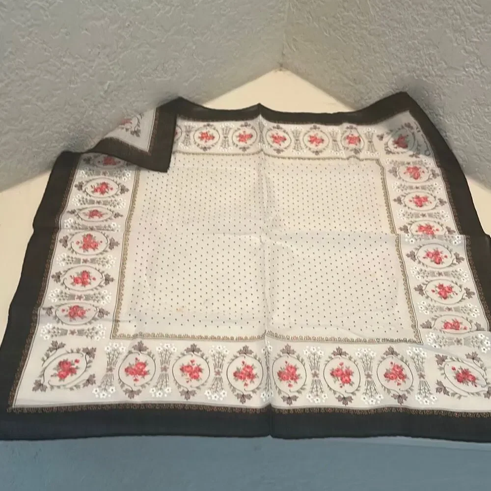 Christian Dior Handkerchief Dainty Polka Dot Floral Coquette Luxury Twilly Scarf